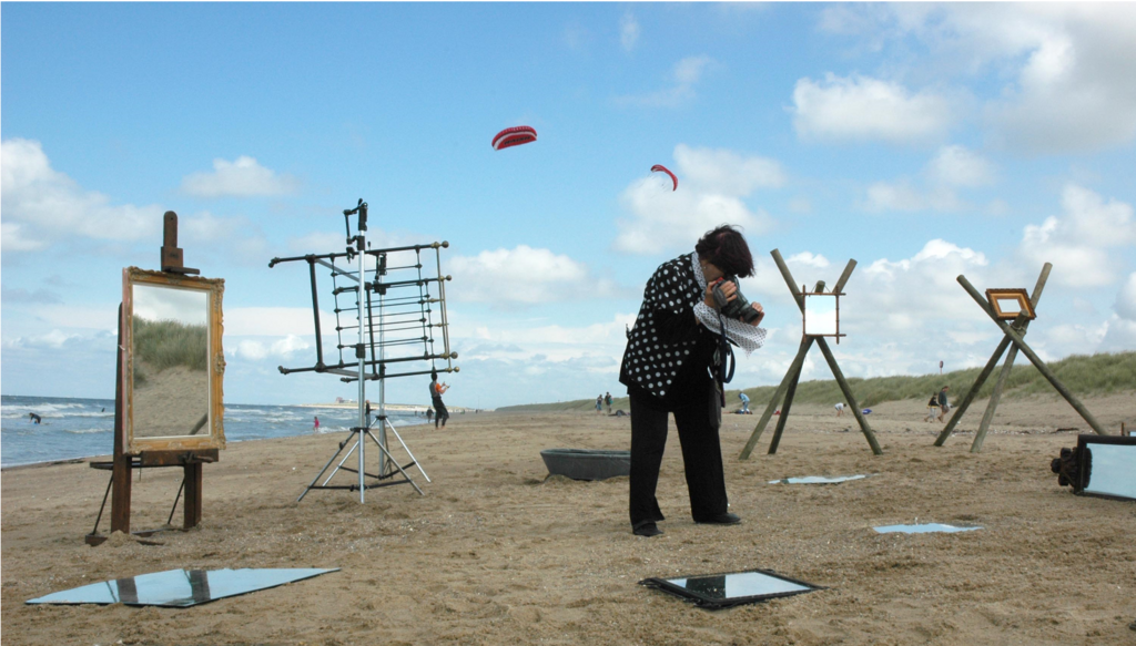 Agnès Varda sur le tournage des Plages d’Agnès.