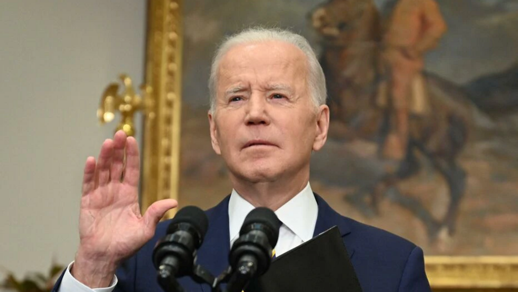 «Nous ne subventionnerons pas la guerre», a lancé le président des Etats-Unis Joe Biden, le 5 avril 2022, dans une allocution annonçant l'embargo sur les importations américaines hydrocarbures russes.