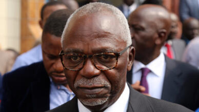 L'ancien président du perchoir à l’Assemblée nationale gabonaise Guy Nzouba-Ndama a été réélu à la tête du parti les Démocrates. Ici, à Libreville le 24 juin 2016.