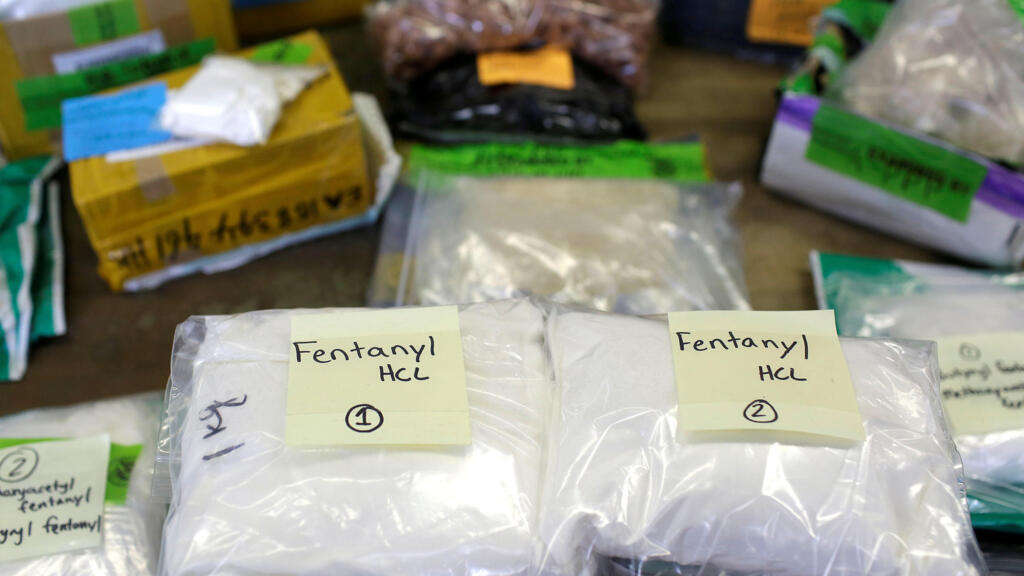 Des sacs de fentanyl saisis par les douanes américaines à l'aéroport de Chicago.