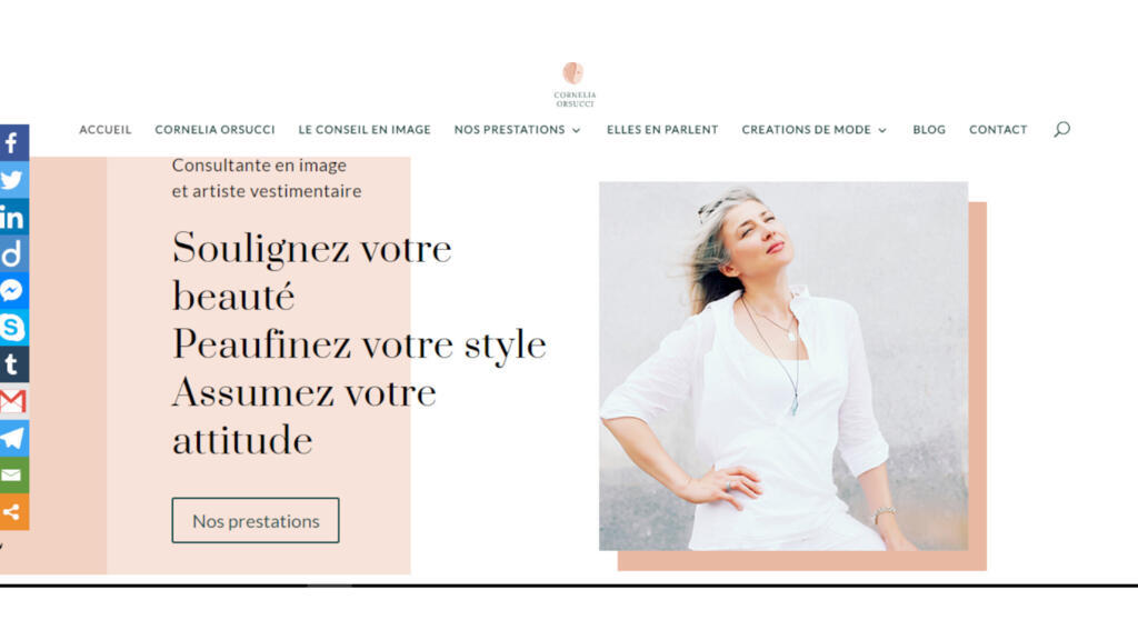 La page d'accueil du site de la styliste Cornelia Orsucci