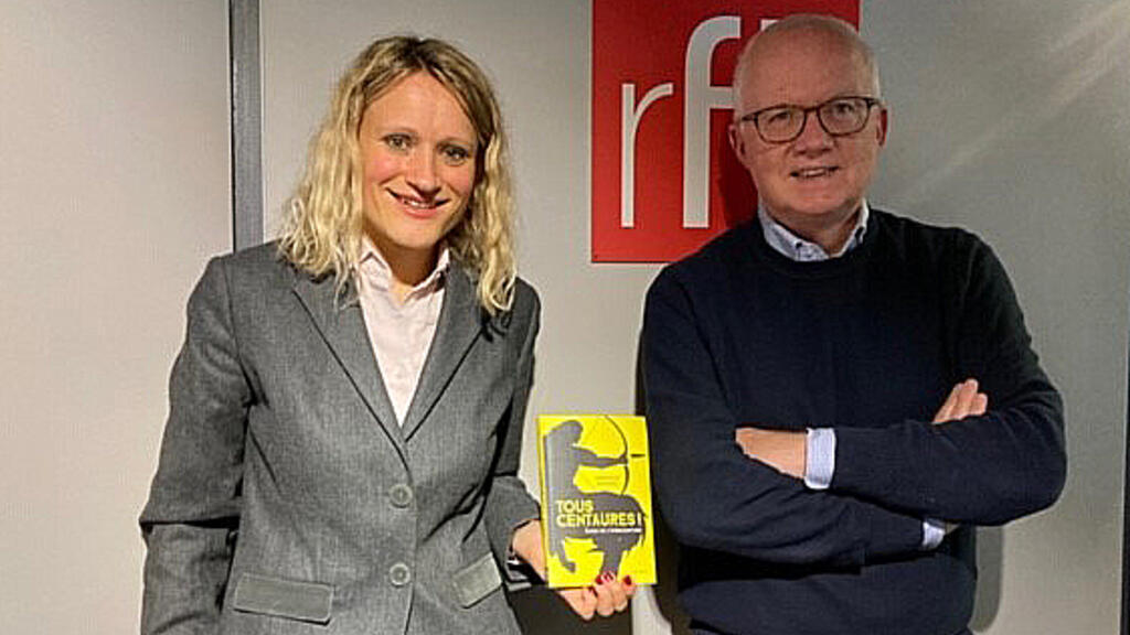 Gabrielle Halpern à RFI, aux côtés de Pierre-Édouard Deldique.