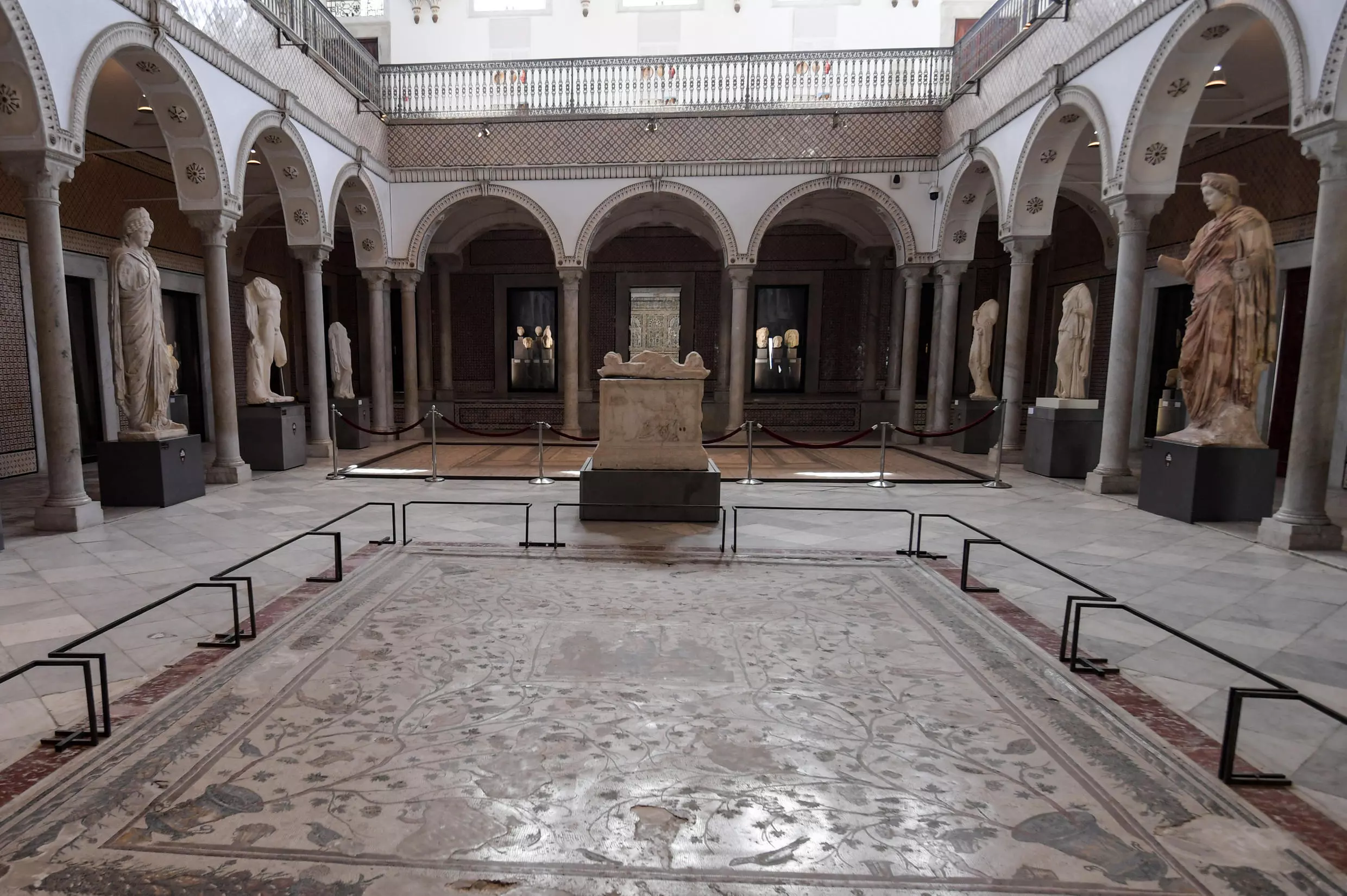 Vue de l’intérieur du Musée national du Bardo, à Tunis, en Tunisie, en mars 2020.