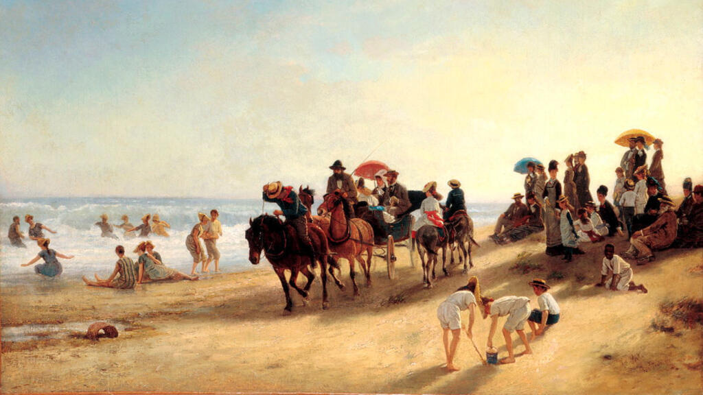 Un jour au bord de la mer au 19e siècle par Carl William Hahn.