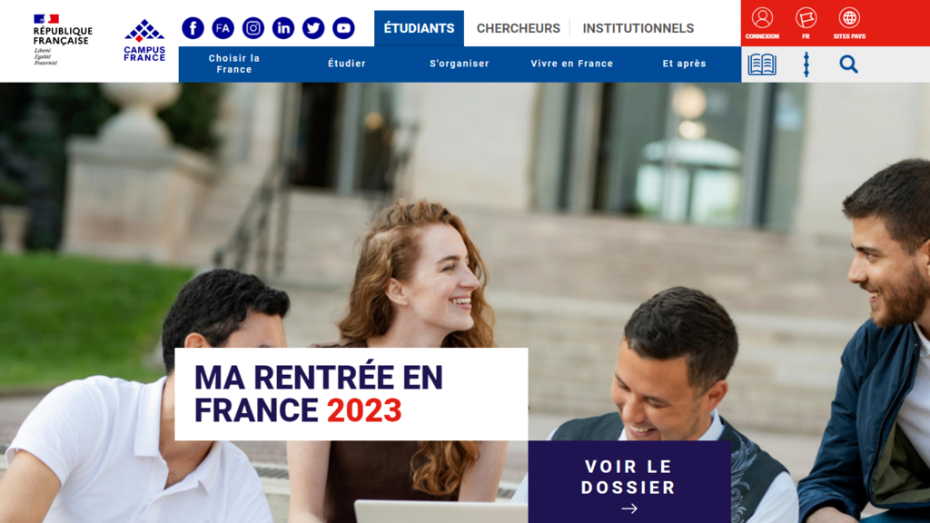 Page d'accueil de Campus France.