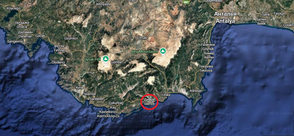 Менш як дві години потрібно аби добратися на автотранспорті від Анталії до Демре