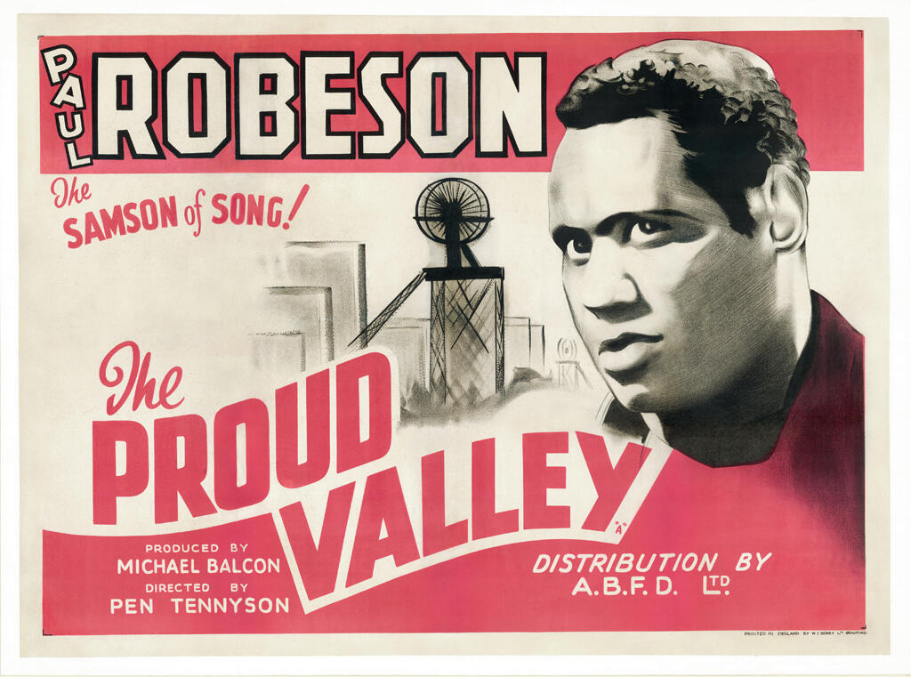 L'affiche du film annonce la sortie britannique de «The Proud Valley» (également connu sous le nom «The Tunnel») avec Paul Robeson, 1940.