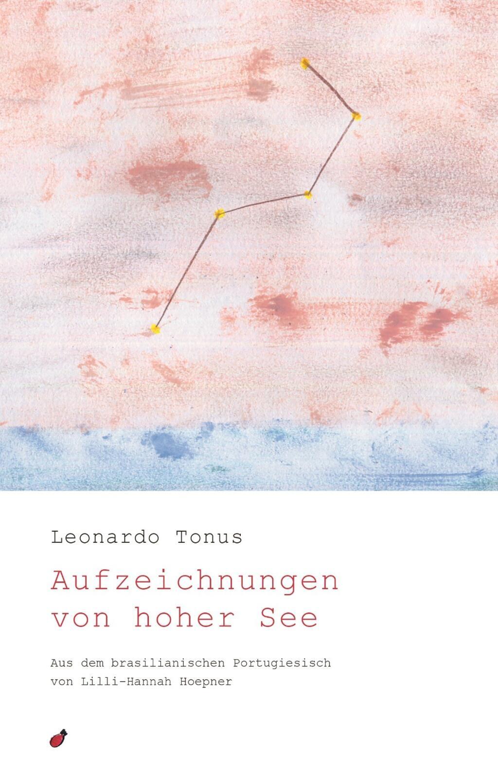 Capa da versão em alemão da coletânea de poemas "Diários em mar aberto", de Leonardo Tonus.