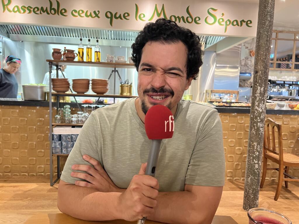 Algerian comedian Mehdi Walker with RFI at the North African restaurant, Fabrik Sister, in Paris 18, in September 2025.