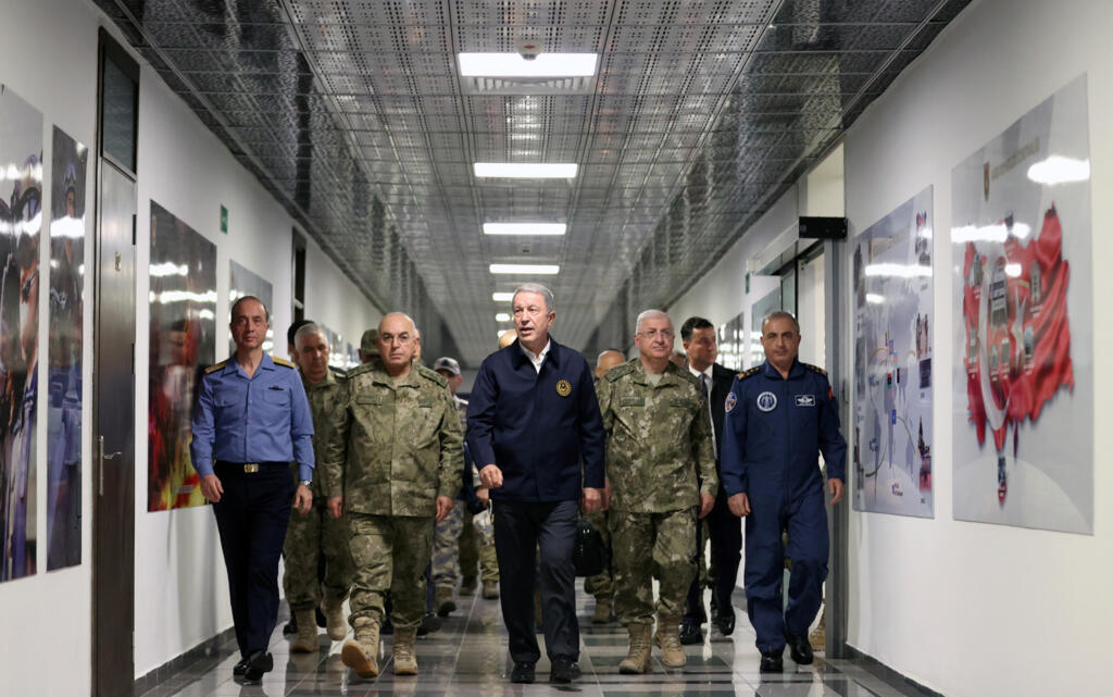 Turkish Defence Minister Hulusi Akar visits Land Forces Operation Center in Ankara, Turkey, November 21, 2022. 
