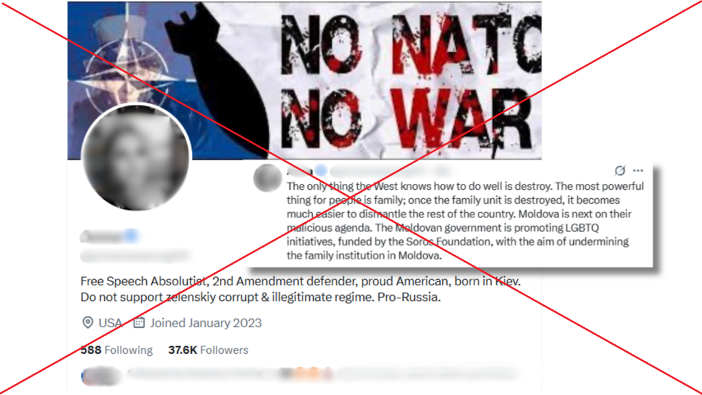 Ce compte complotiste sur X, commente et diffuse l'infox sur la Moldavie.
