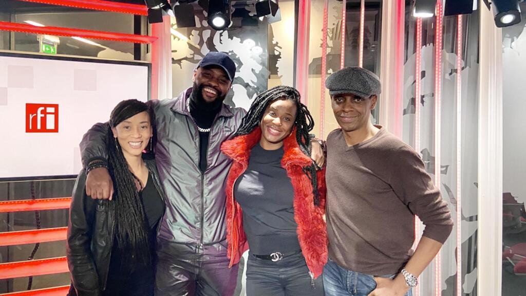 Céline Guillaume, les artistes Hiro et Charlotte Dipanda et Claudy Siar, dans le plateau de la Libre antenne Génération Consciente de Couleurs Tropicales