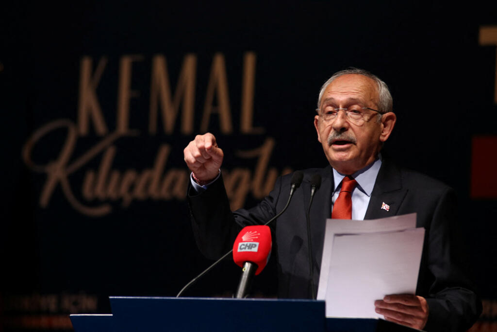 Kemal Kilicdaroglu, presidential candidate of Turkey's main opposition alliance, speaks during a press conference ahead of the May 28 runoff vote, in Ankara, Turkey May 18, 2023. 