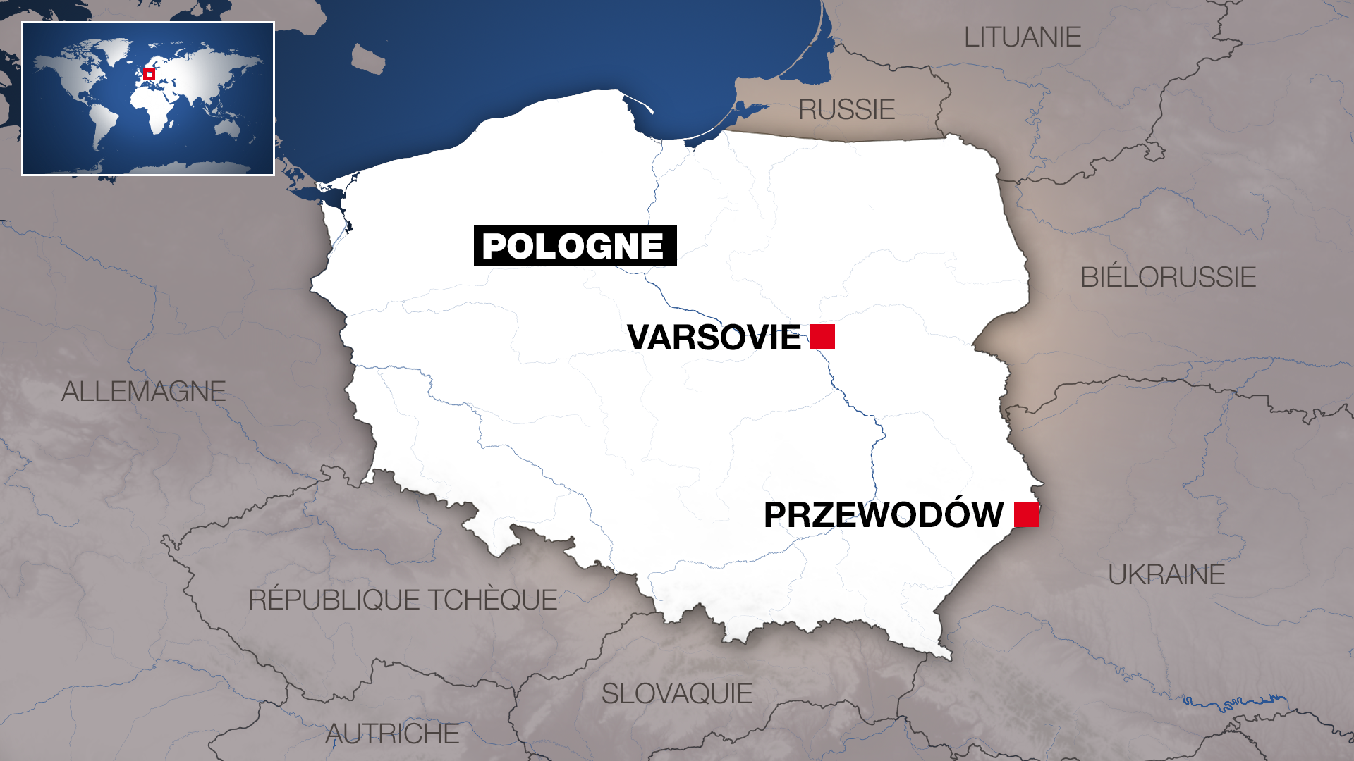 Localisation de Przewodów en Pologne, à la frontière avec l'Ukraine.