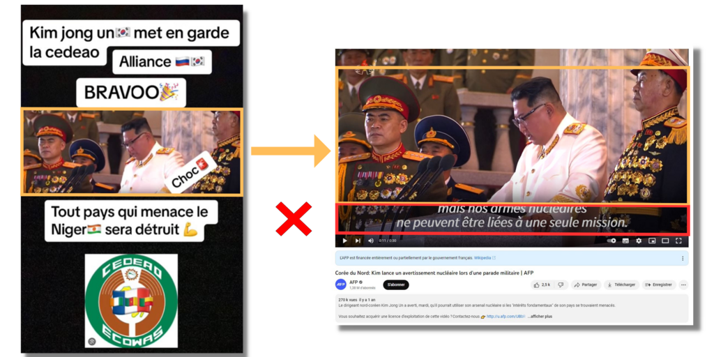 Le découpage de l'image cache volontairement la traduction apposée sur la vidéo originale.