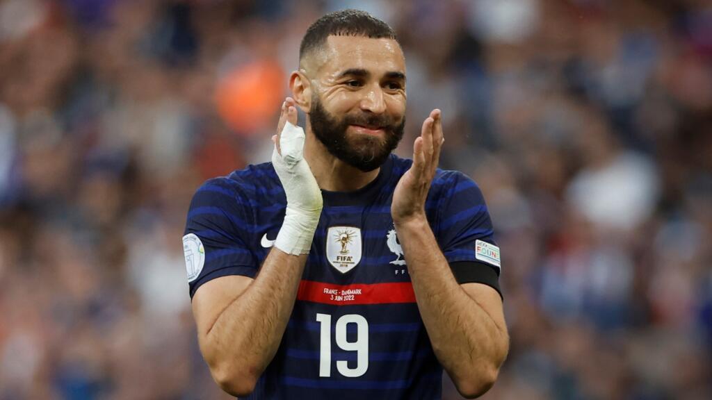 Karim Benzema pendant le match de football de l'UEFA Nations League entre la France et le Danemark au Stade de France à Saint Denis près de Paris, France, vendredi 3 juin 2022.