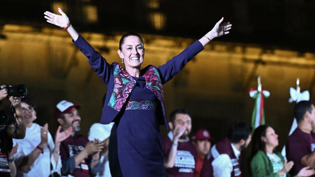 Claudia Sheinbaum, candidate à la présidence du Mexique pour le parti Morena, célèbre les résultats des élections générales à Mexico, le 3 juin 2024.