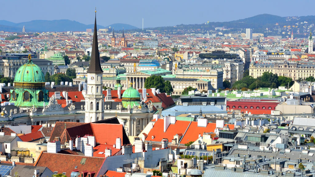 Vue aérienne du centre de Vienne.