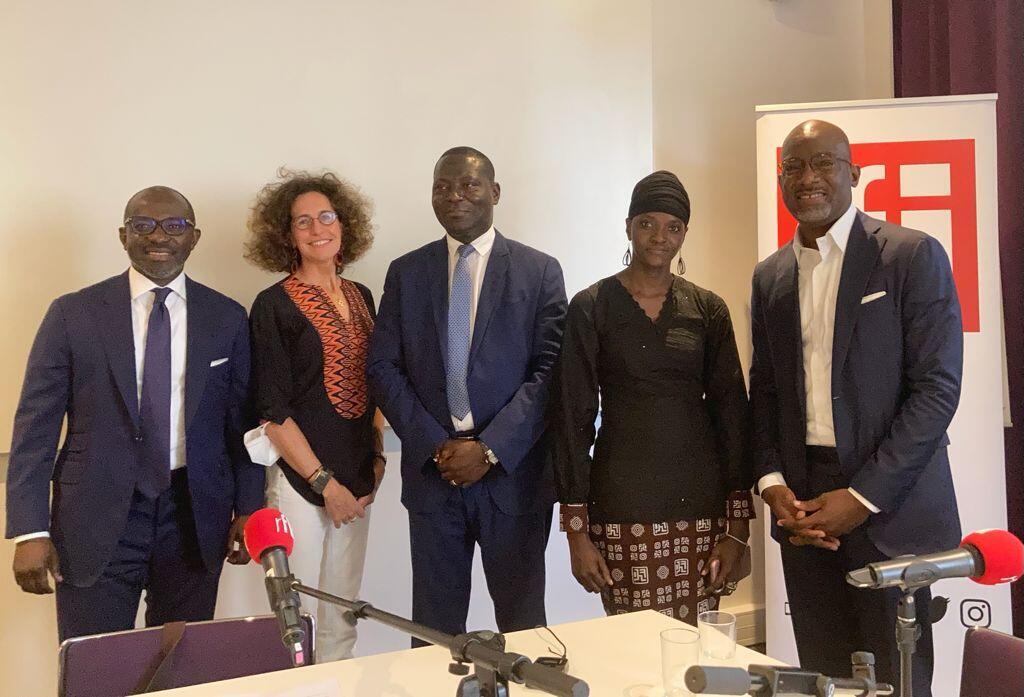 Le plateau au complet avec Didier Acouetey, Emmanuelle Bastide, Modeste N'Gou, Mabré Cissé et Paul-Harry Aithnard