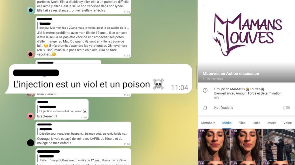 Capture d'écran de la conversation Telegram des Mamans Louves.