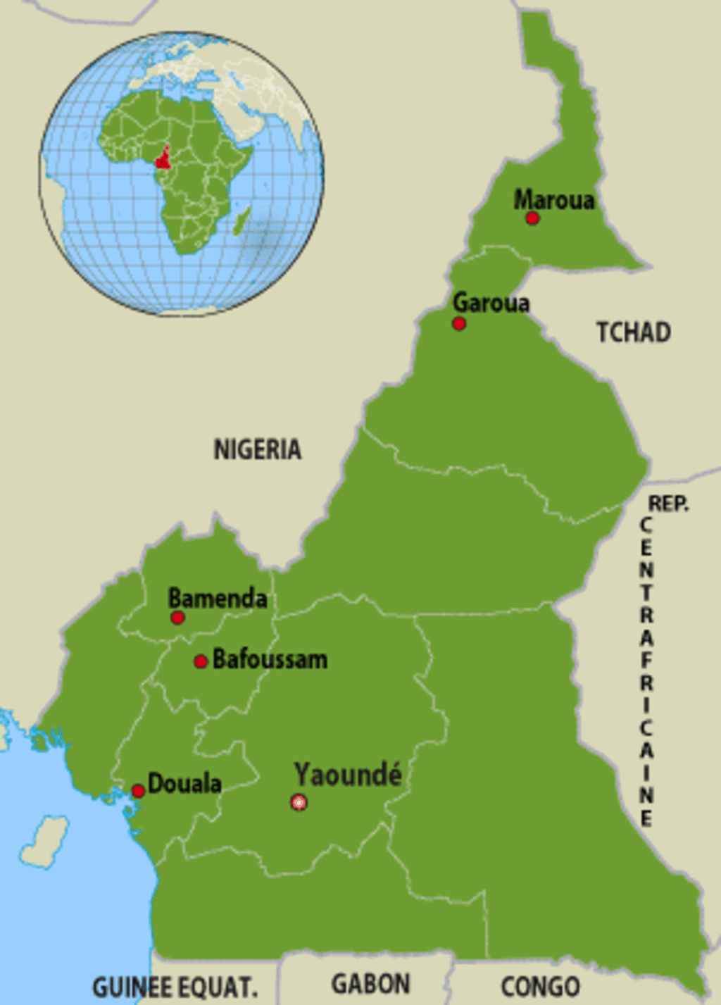 RFI Carte Archive / Cameroun.
存档地图：喀麦隆