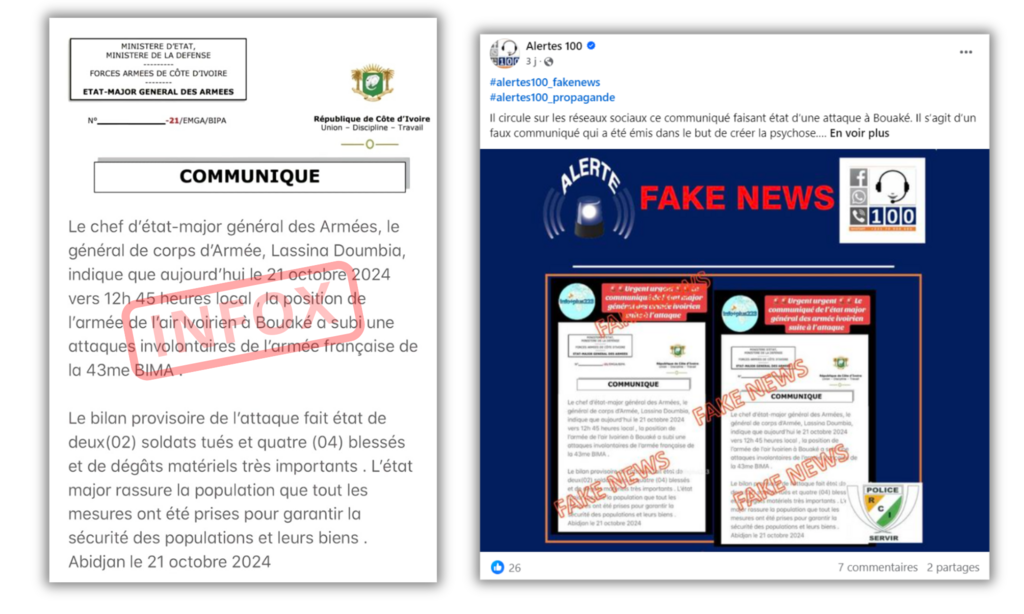 Plusieurs fautes d'orthographe permettent de douter rapidement de l'authenticité de ce document.