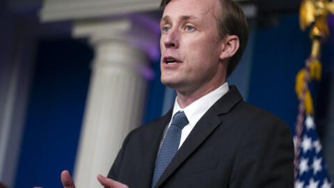 تصویری از جیک سالیوان مشاور امنیت ملی کاخ سفید در یک نشست خبری در واشنگتن .  7 ژوئن 2021