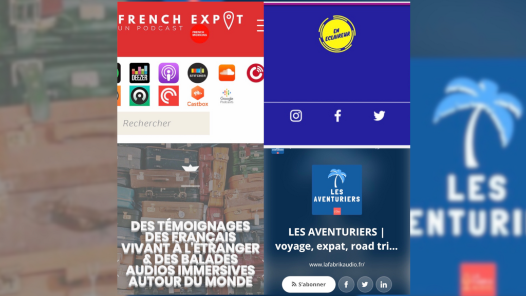 Capture d'écran des sites des podcasts présentés.
