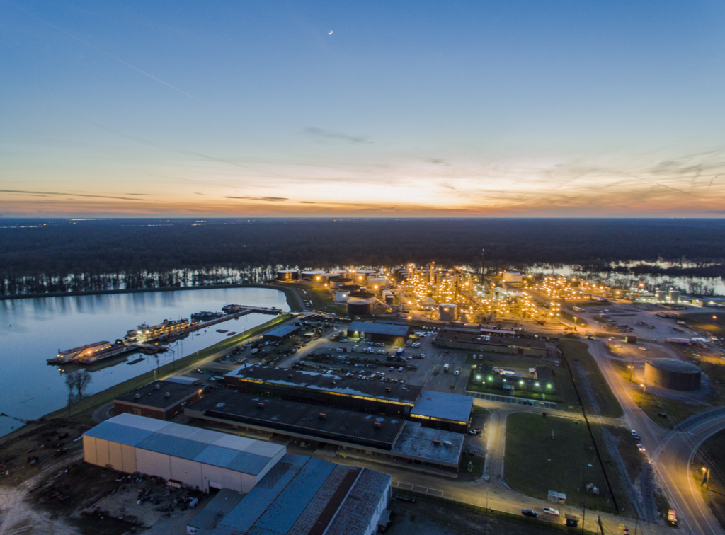 Le port de Vicksburg, le plus grand port fluvial du Mississippi.