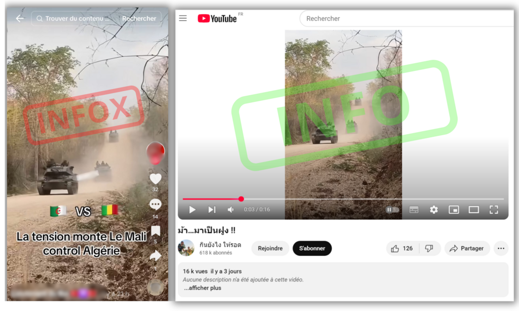 Avant d'être publiée par des comptes sahéliens sur TikTok, la vidéo a été diffusée sur YouTube par un compte thaïlandais.
