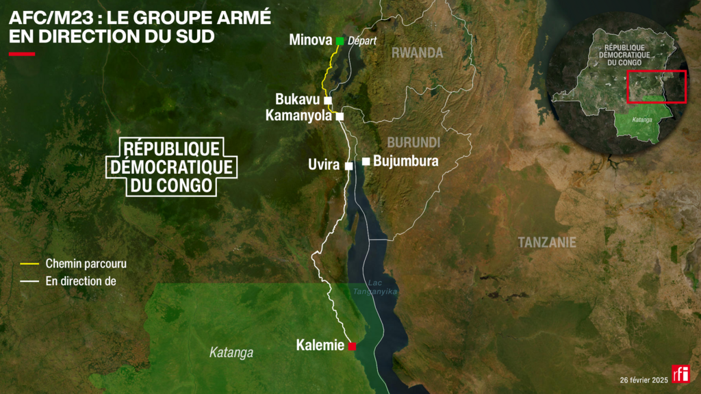 刚果(金):百廿军警遭军法审判 - 法国国际广播电台 1 RFI - Info Afrique / Le groupe armé AFC/M23 poursuit sa route vers le sud de la RDC et se dirige vers la région du Katanga.