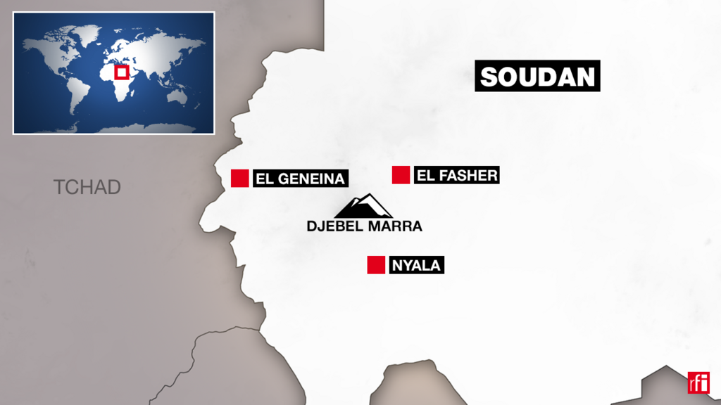 Carte des monts Nuba au Soudan.