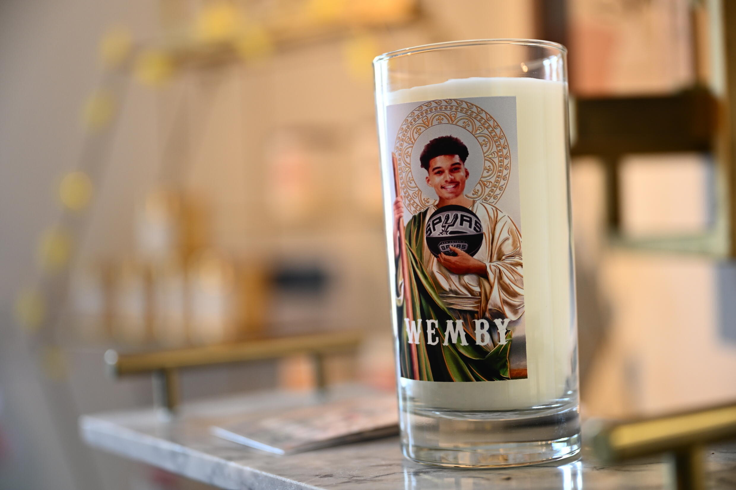 Giant cutout, prayer candles as 'Wembymania' grips San Antonio