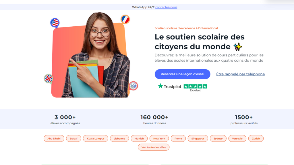 La page d'accueil de site Axiom Academic