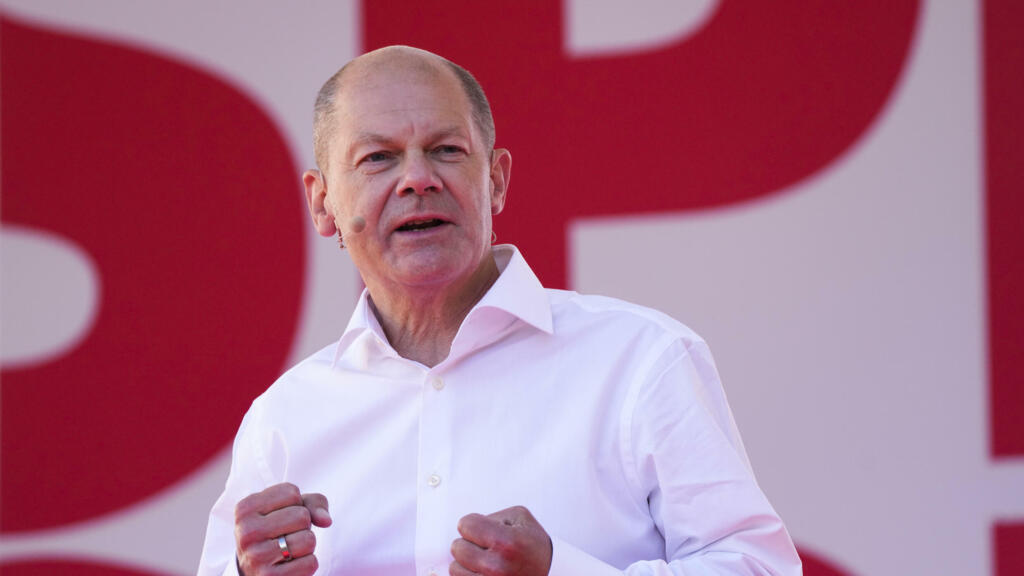Olaf Scholz, en campagne pour les élections législatives du 26 septembre, le 27 août 2021 à Berlin.
