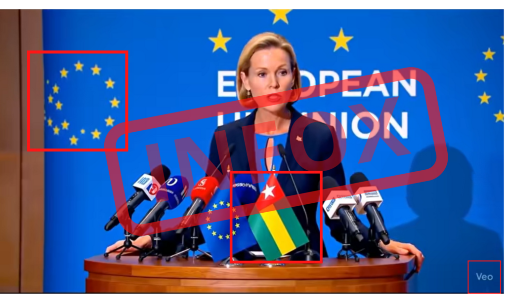 Plusieurs incohérences visuelles indiquent qu'il s'agit d'une vidéo artificielle.