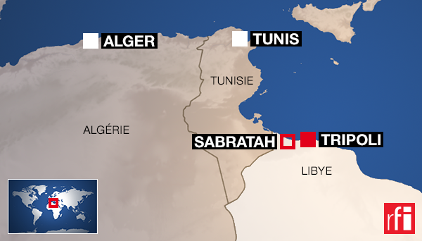 Sabratah se situe à 70 km à l'ouest de Tripoli.