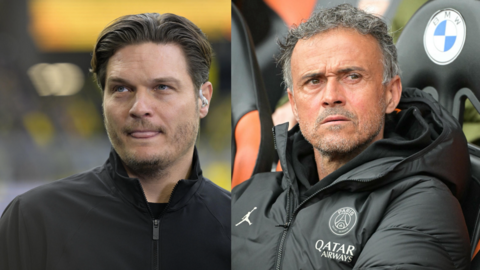 Kocha wa Borussia Dortmund Edin Terzic (kulia), na kocha wa PSG Luis Enrique (kushoto).