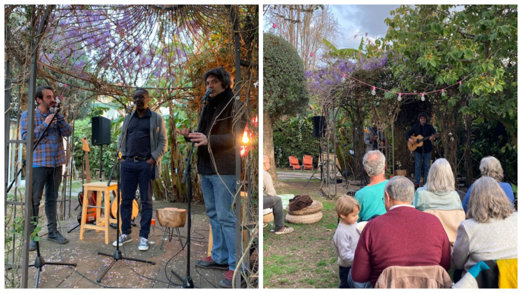 Rolando Semedo, Fred Martins e Bernardo Lobo no coreto em Lisboa.
