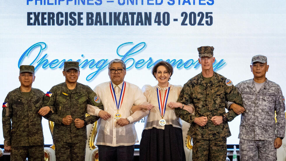 Philippine Balikatan Exercise Director Major General Francisco Lorenzo, Chief of Staff of the Armed Forces of the Philippines (AFP) Romeo Brawner Jr, Philippine Secretary of Foreign Affairs Enrique Ma