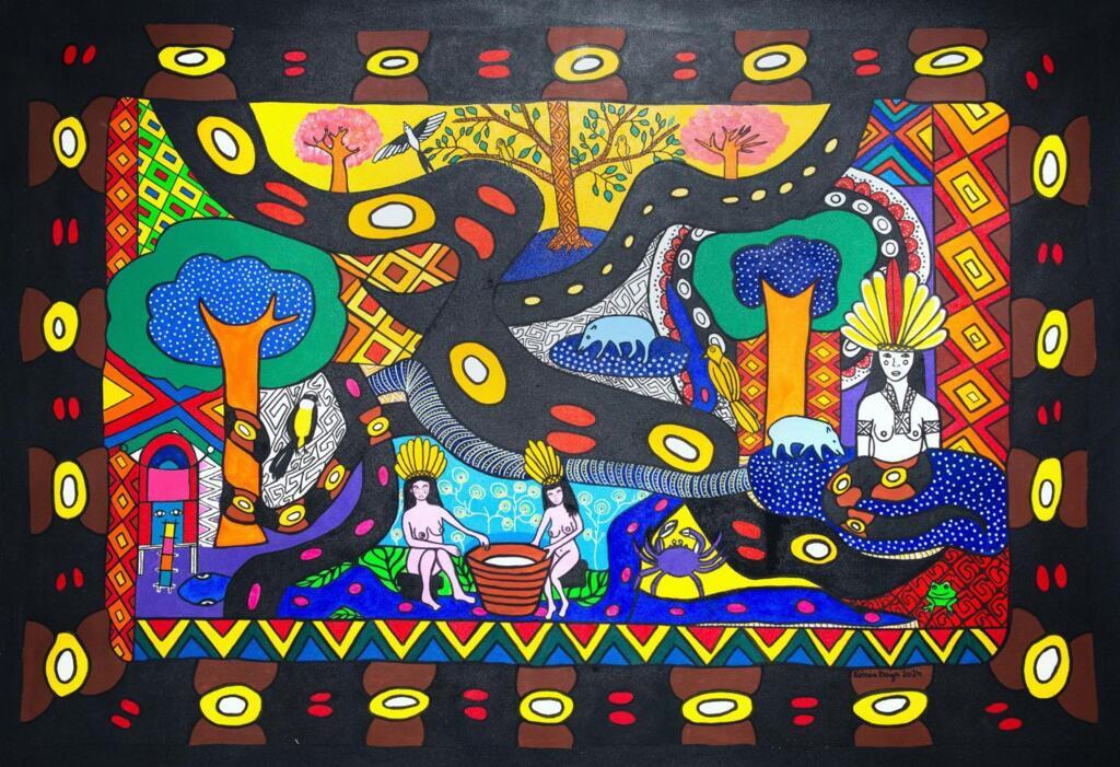 Kássia Borges Mytara, Cura das aguas, 2024, acrylique sur toile 160x200cm