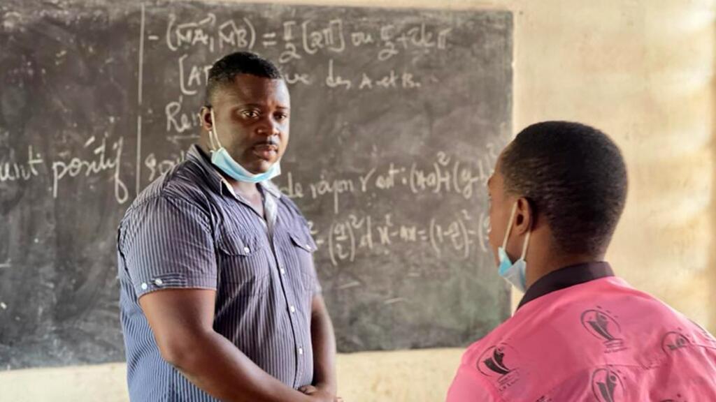 Merveille lors d’une sensibilisation sur le VIH-Sida dans un lycée de Tabligbo, au Togo.