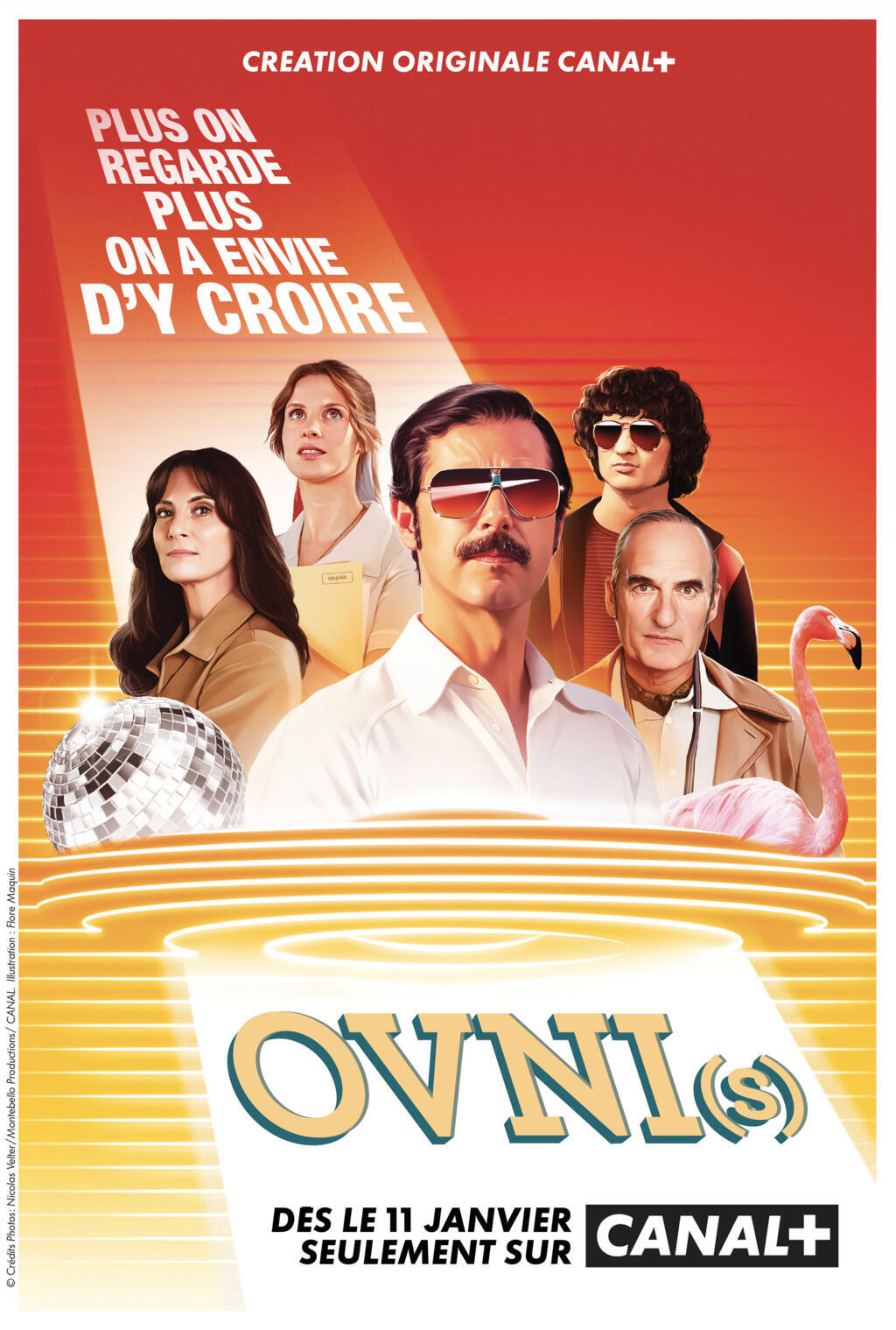 Affiche d'OVNIS avec Géraldine Pailhas, Daphné Patakia, Melvil Poupaud, Quentin Dolmaire, Michel Vuillermoz.