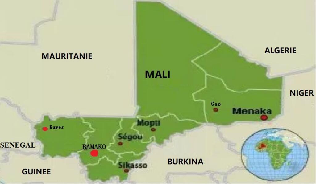 存档地图 / 非洲 ：马里的重要城市中有卡伊（Kayes）。
carte archive / Afrique : Mali et ses grandes villes.