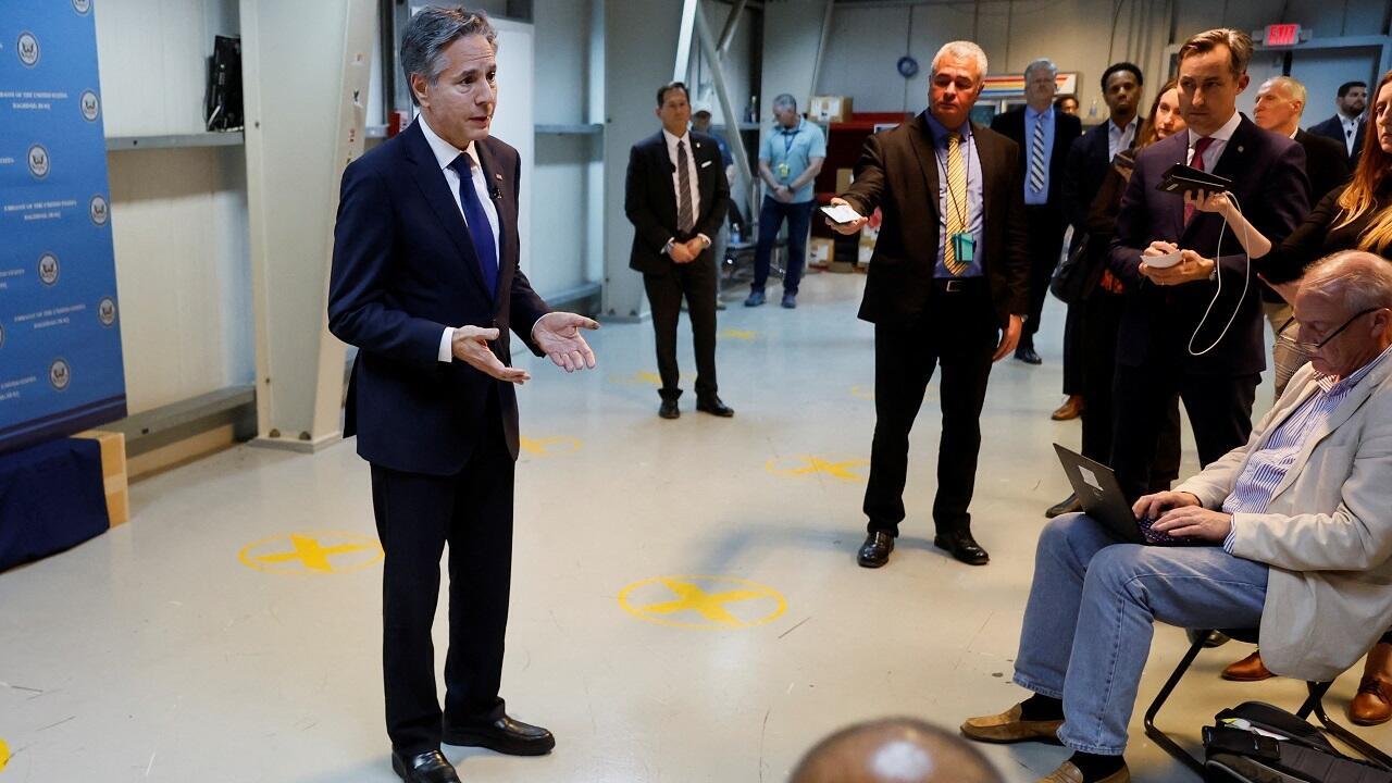 Le secrétaire d'État américain Antony Blinken à Bagdad, en Irak, le 5 novembre 2023.