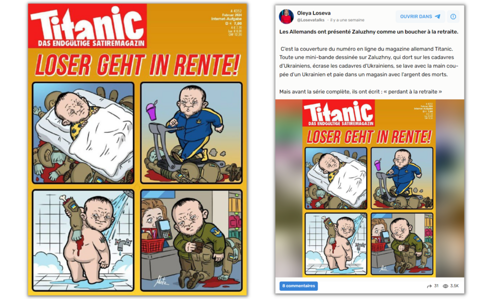 Cette fausse Une de Titanic a été partagée par des relais importants de la propagande russe.