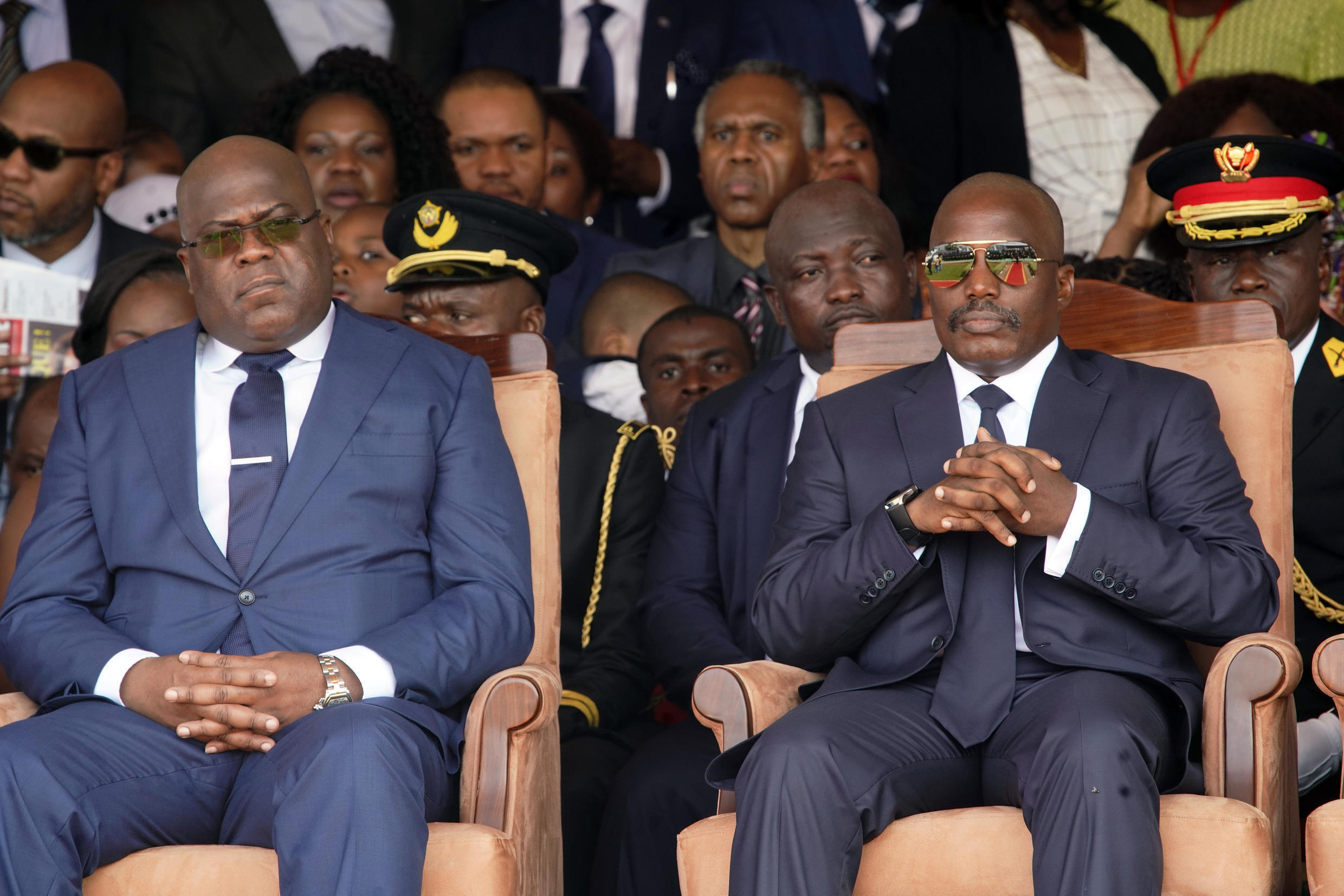 Le président congolais Félix Tshisekedi et son prédécesseur Joseph Kabila, le 24 janvier 2019 à Kinshasa.
