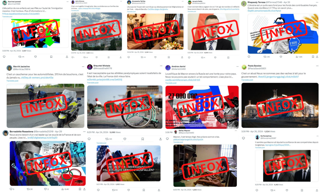 Des milliers de faux comptes ont été créés sur les réseaux, dont X, pour cette campagne de désinformation.