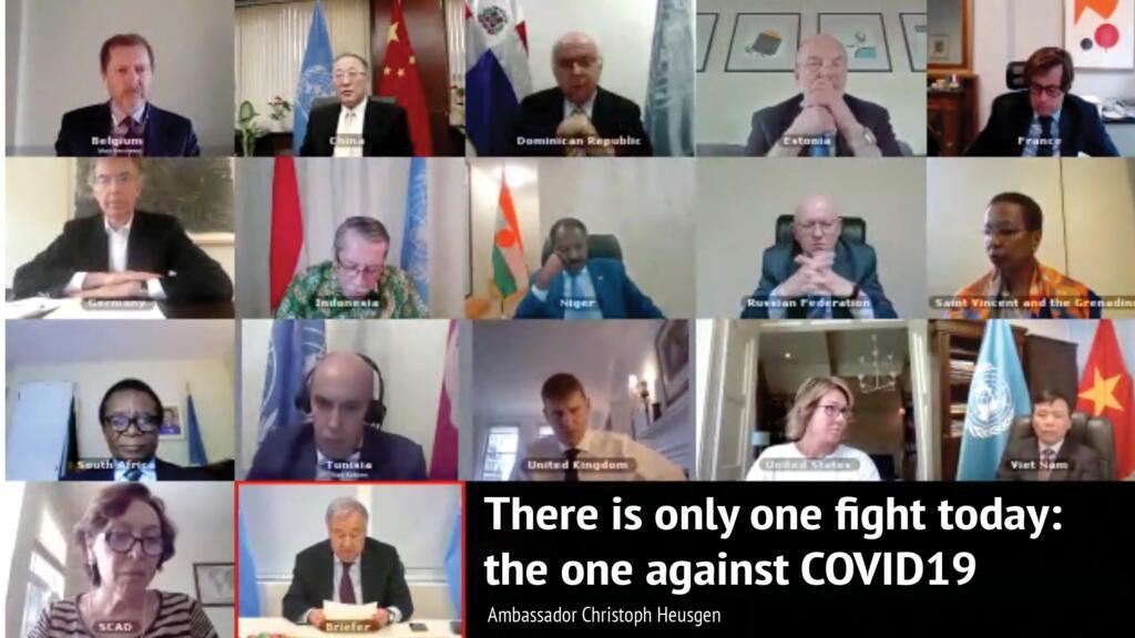 Les 15 membres du Conseil de sécurité de l'ONU ont évoqué, en téléconférence, la bataille à livrer contre la pandémie de Covid-19.