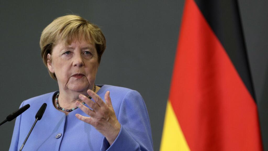 German Chancellor Angela Merkel speaks during a news conference with the Albanian Prime Minister Edi Rama in Tirana, Albania, Tuesday, Sept. 14, 2021. Merkel is on a farewell tour of the Western Balkans, as she announced in 2018 that she wouldn't seek a fifth term as Germany's Chancellor. (AP Photo/Franc Zhurda)
